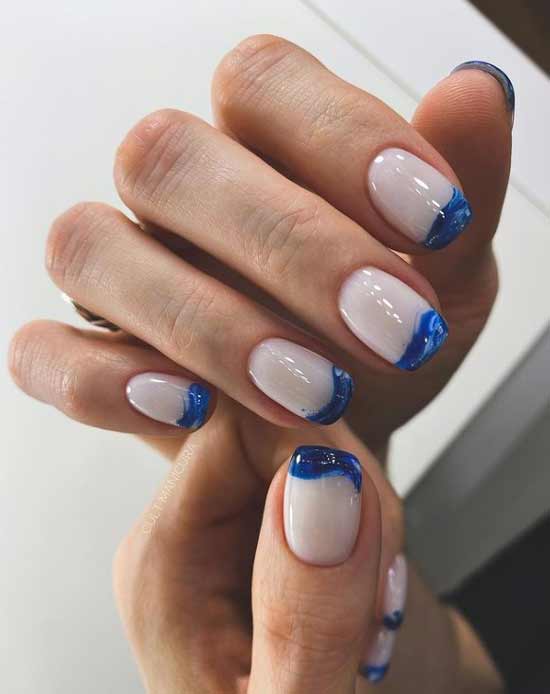 Fashionable blue manicure French style