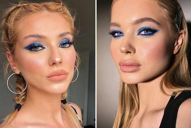 Fashionable makeup in blue tones