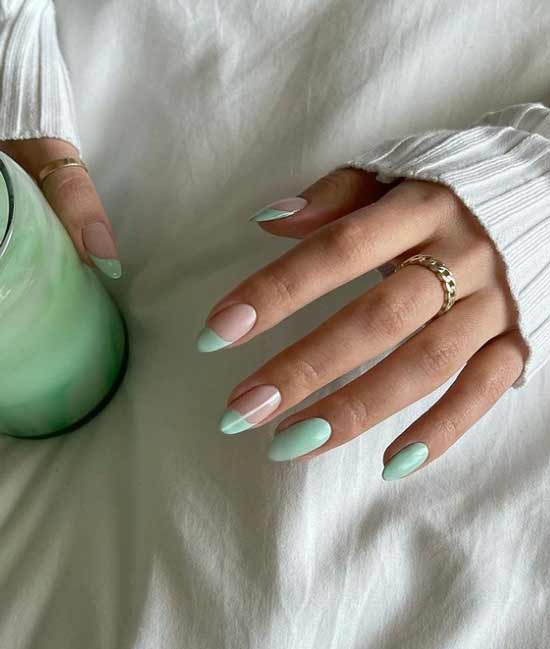 Delicate mint manicure