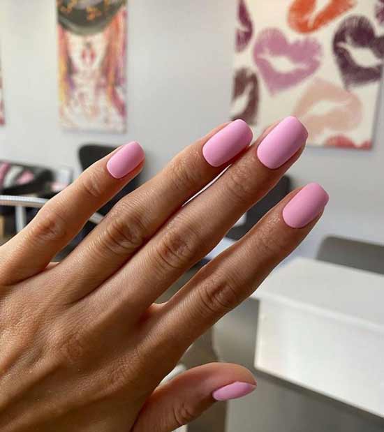 Matte pink manicure