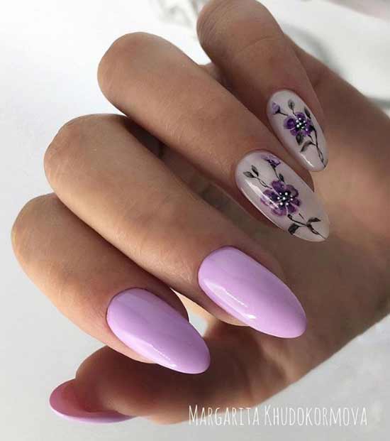 Light lilac manicure for spring