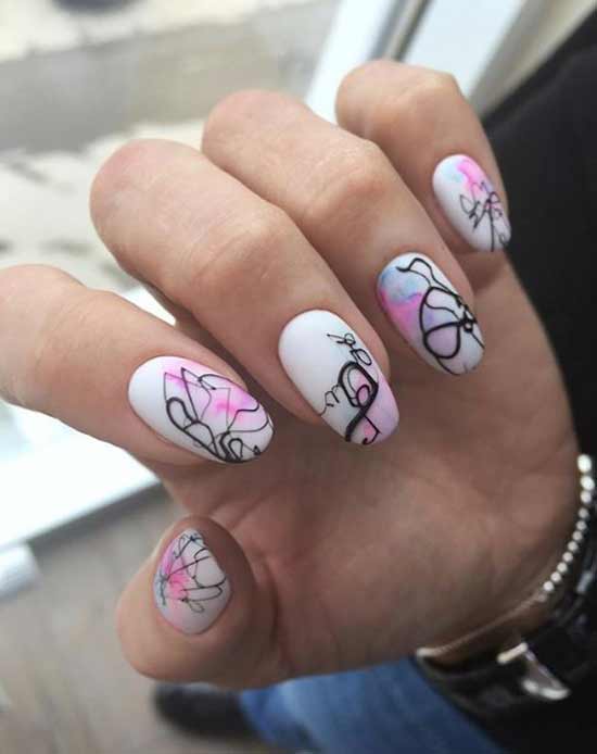 Spring manicure with abstraction