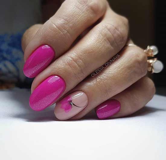 Matte manicure with a flower