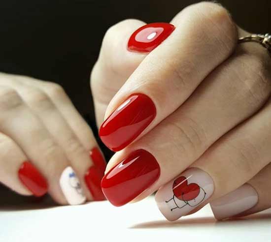 Red spring manicure photo 2020