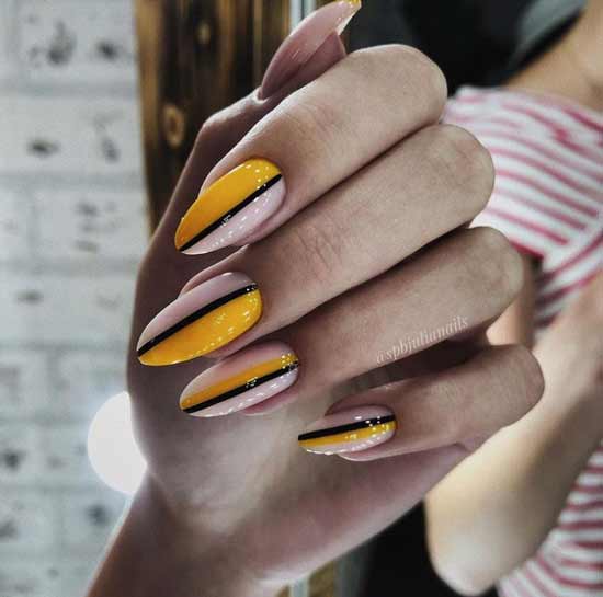 Yellow with geometry manicure