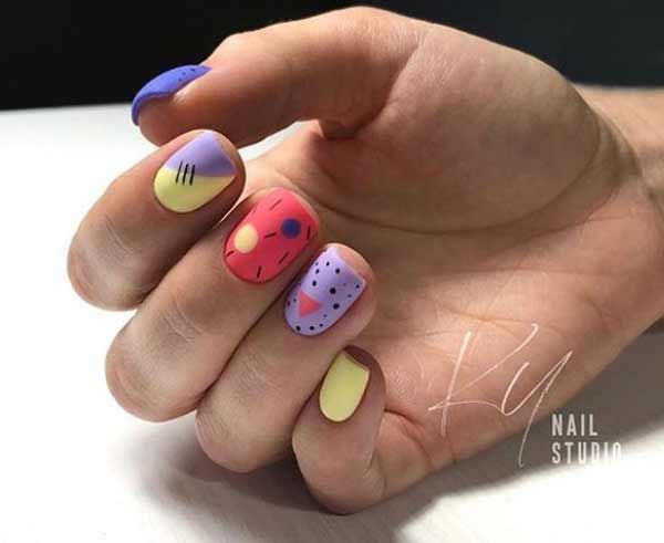 Matte bright manicure for spring