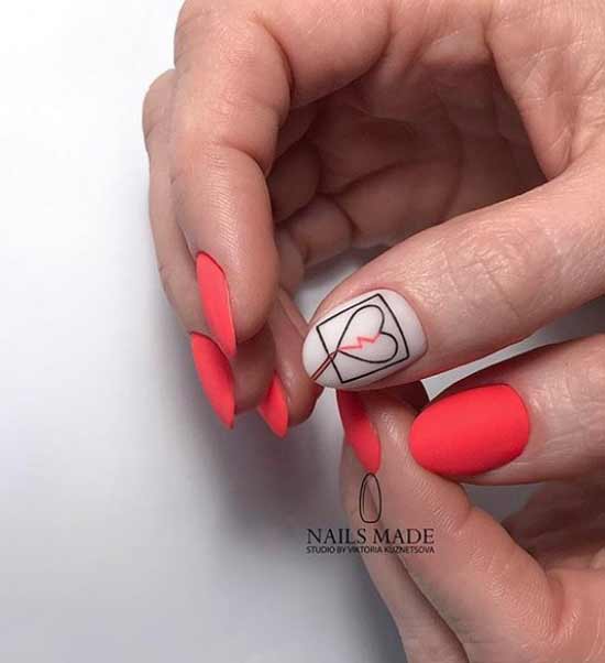 Bright manicure with a heart