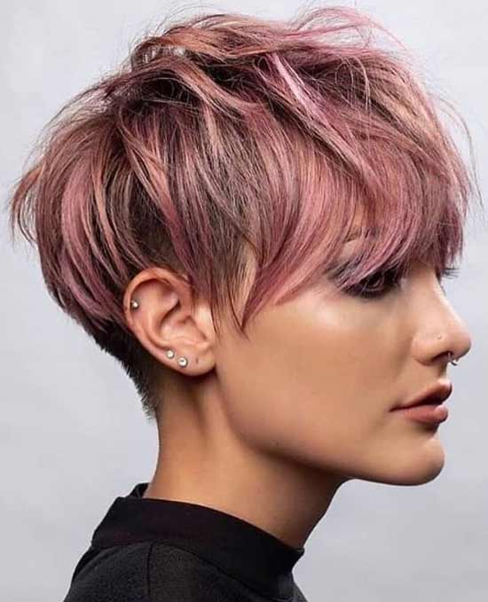 Short pixie in pink