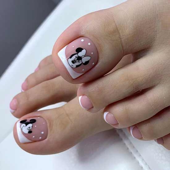 White french with a picture of a pedicure photo