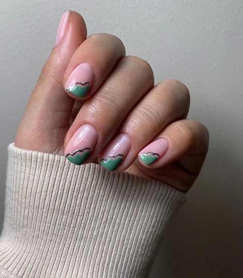 Green French manicure spring