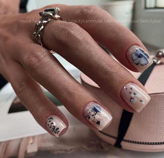 Beautiful spring manicure for short nails