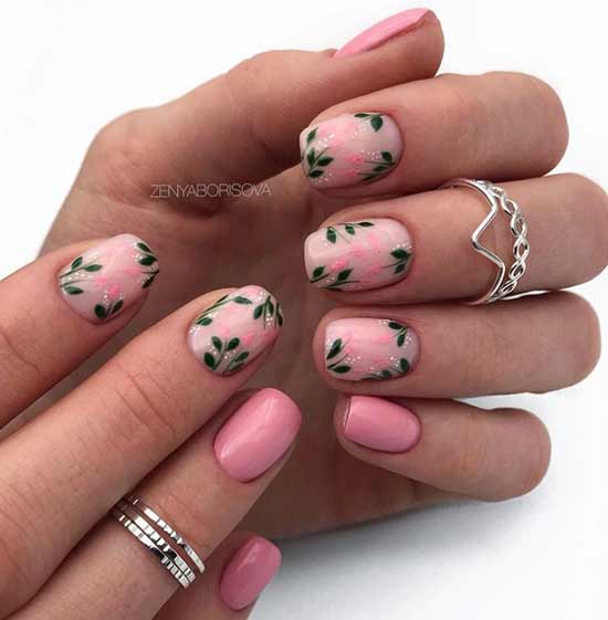 Nude pink manicure