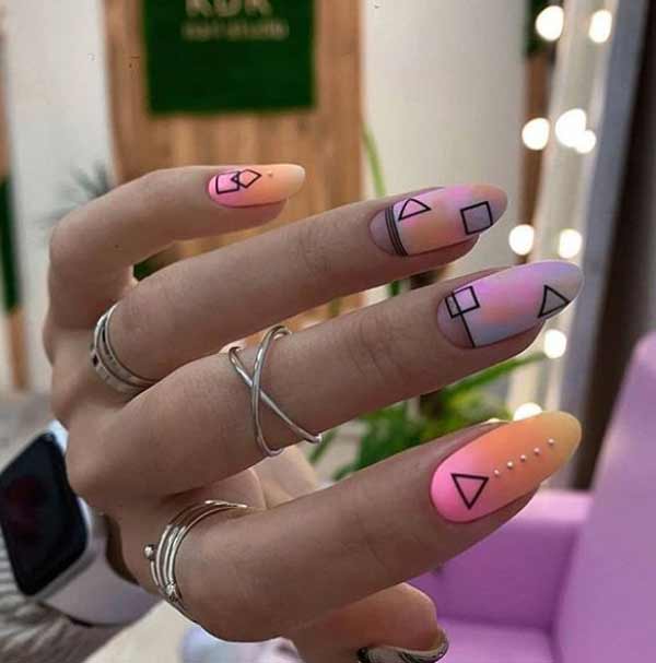 Geometric nail design summer