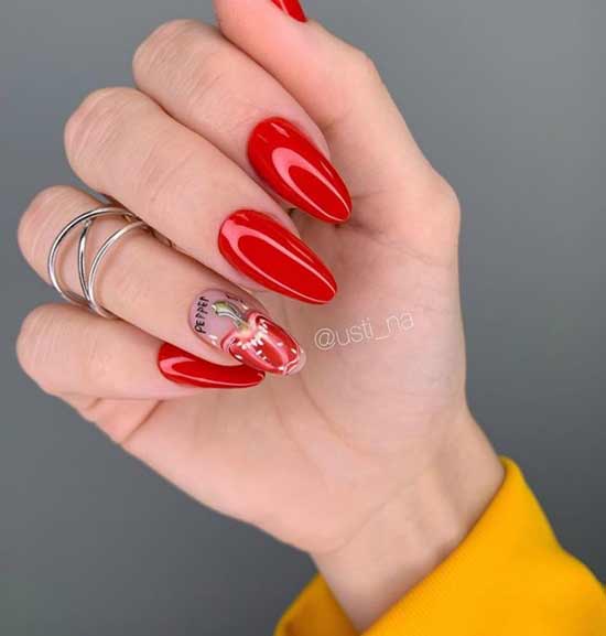 Red manicure with pepper