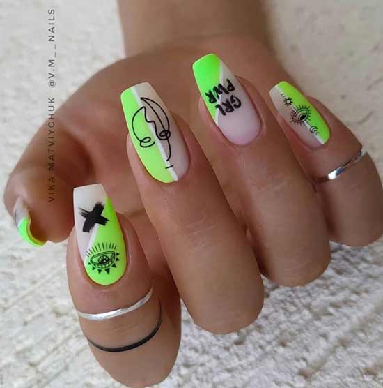 Neon summer nail design