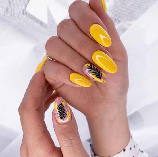 Conception d'ongles d'été en jaune