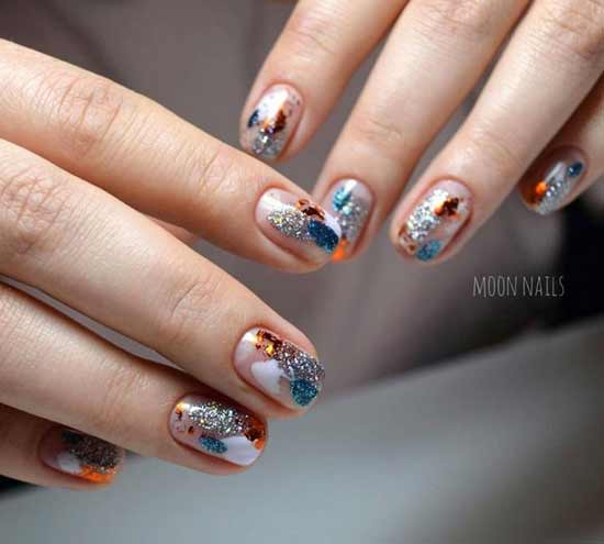 feuille de paillettes de printemps sur les ongles