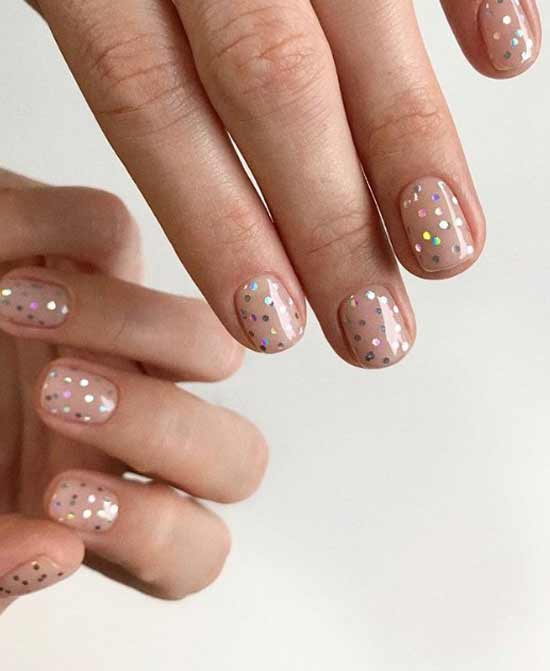 Confetti on transparent nail cover