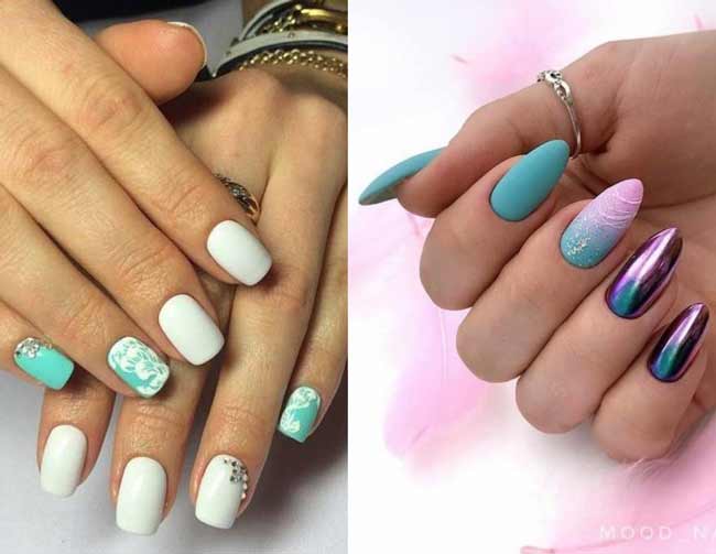 Trendy mint manicure