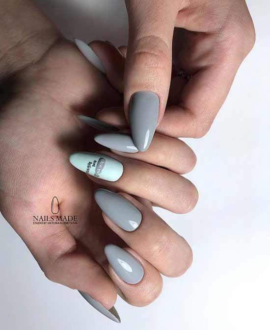 Mint and gray manicure