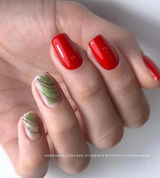 Mint red manicure spring-summer