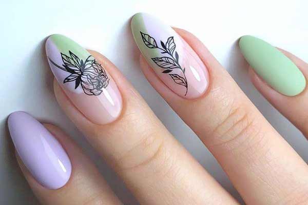 Beautiful manicure in light green colors