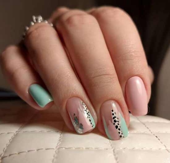 Beautiful pale light green manicure