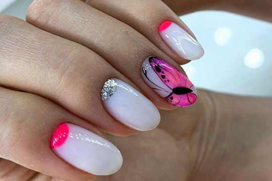 Bright reverse French manicure