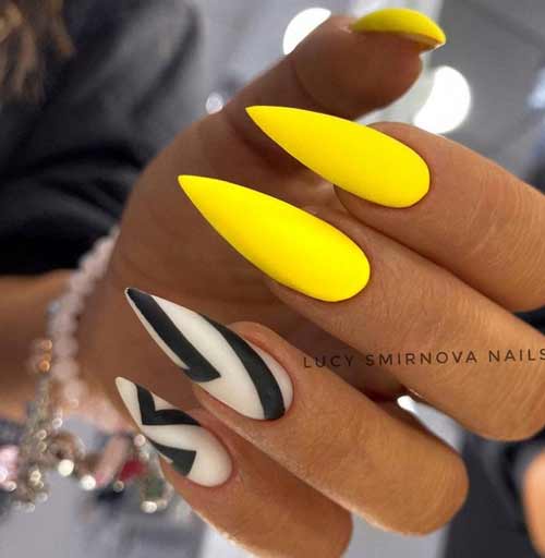 Matte long sharp nails design