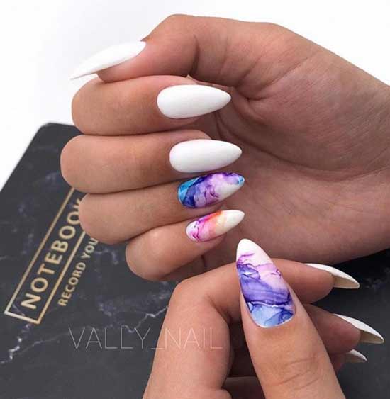 White manicure with design