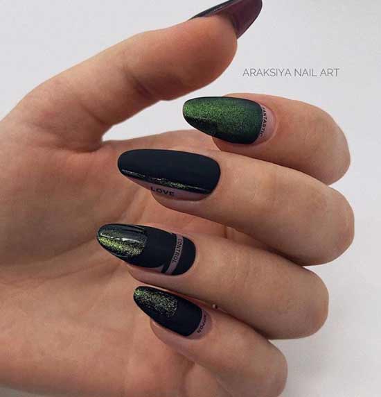 Matte manicure long sharp nails