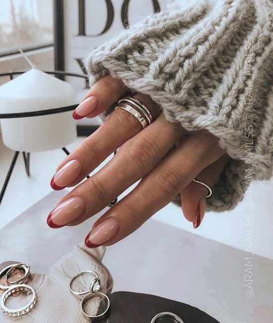 Red French manicure