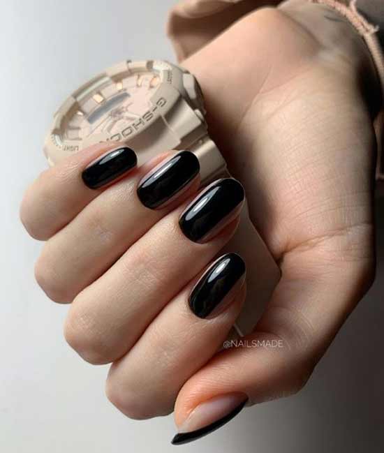 Transparent with black manicure