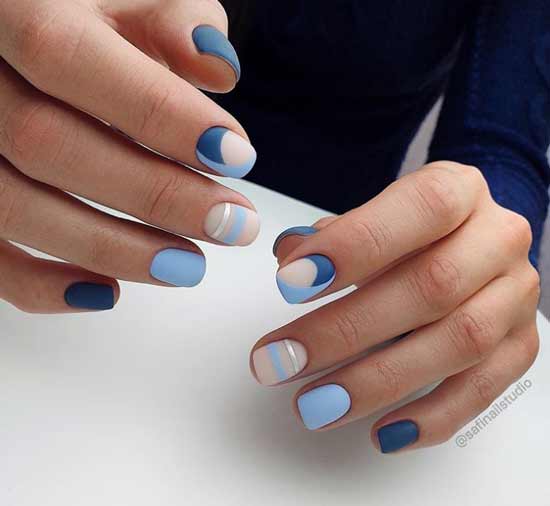 Blue manicure with graphics