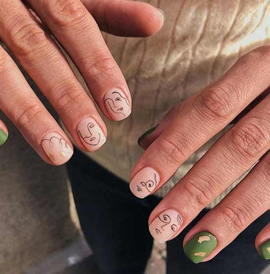 Manicure with faces