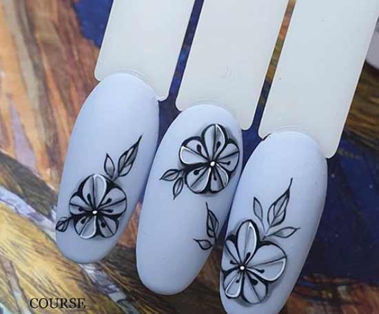 Fleurs graphiques sur les ongles