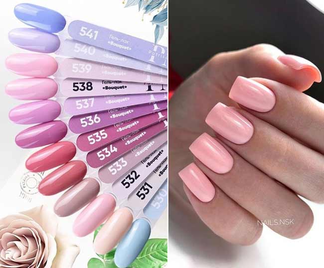 Fashionable color palette of gel polishes spring-summer 2020