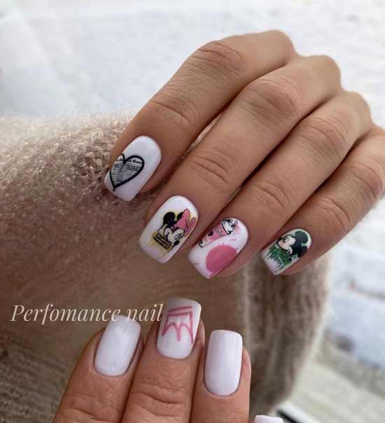 White manicure and sliders