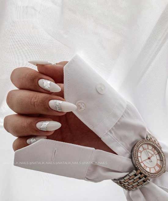 White with foil manicure