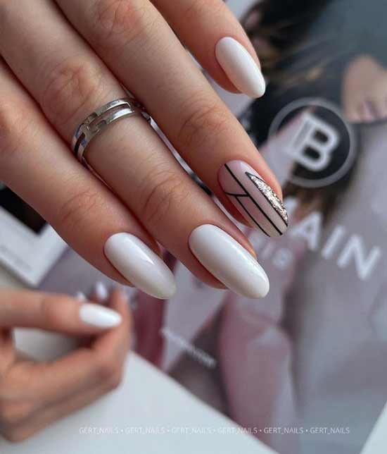 White with geometry manicure