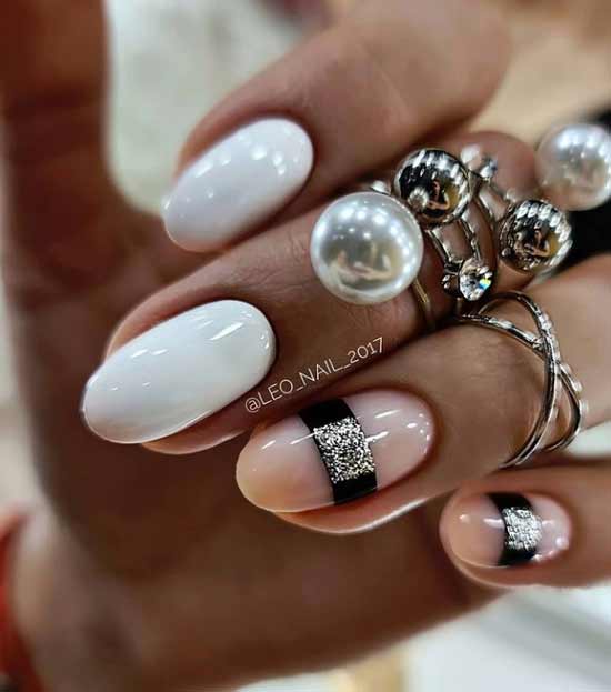 White with beige manicure