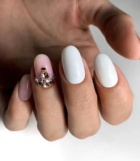 White with beige manicure