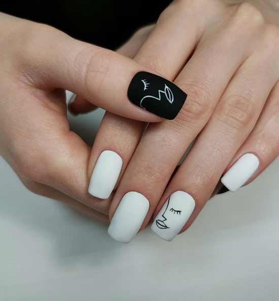 White with black manicure