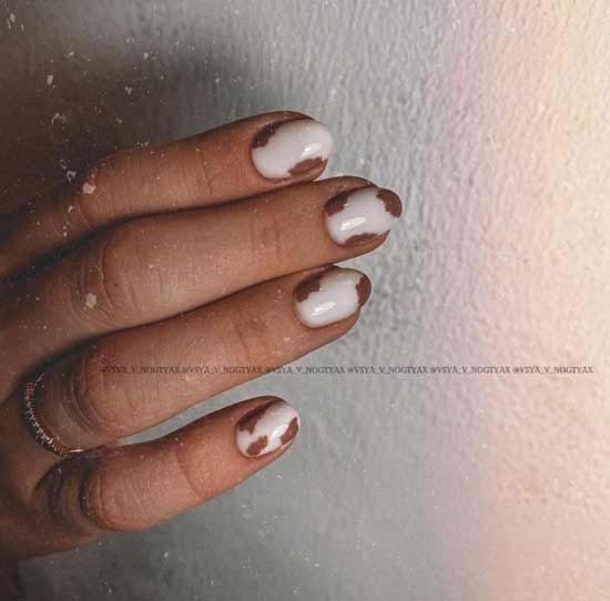 White with brown manicure