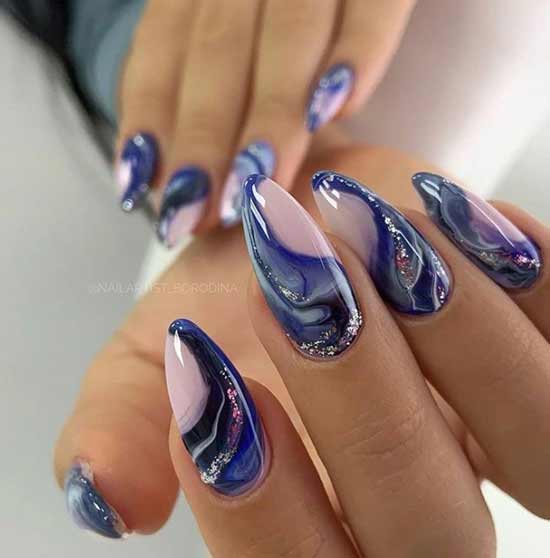 Long nails design with pattern