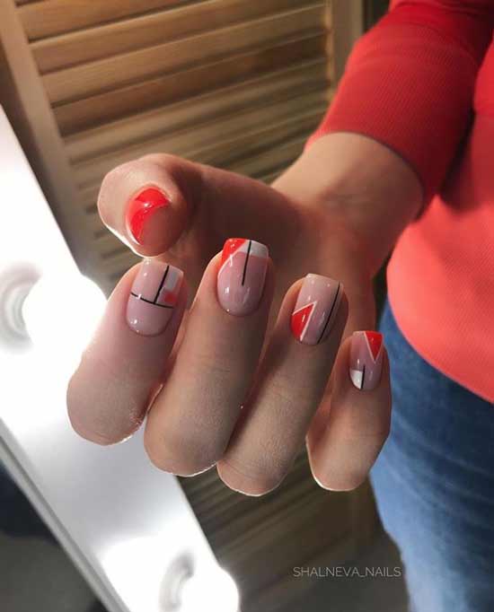 Nail design with geometry drawings