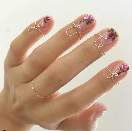 Fashionable direction drawings on a transparent background of nails