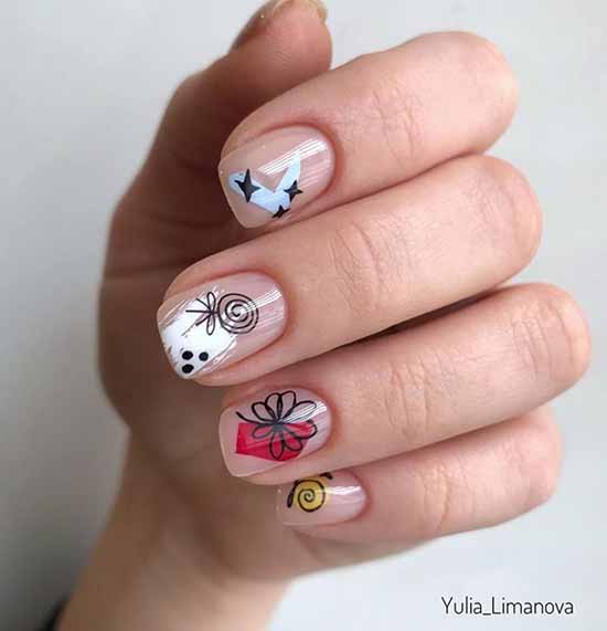 Nail design with a pattern: 101 photos, ideas, new manicure