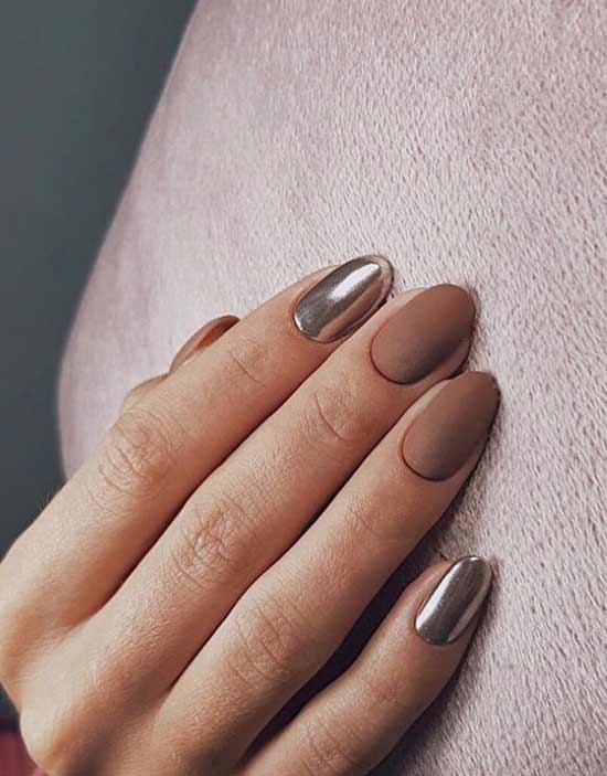 Brown nail design with rubbing