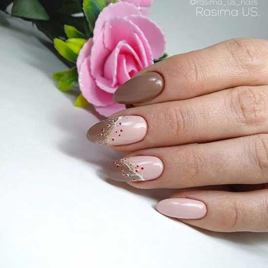 Brown-pink manicure